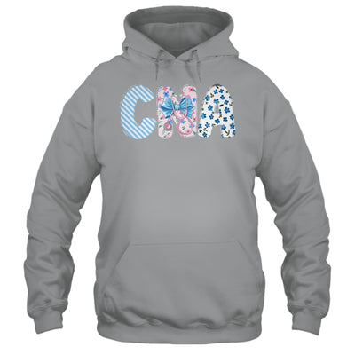 Coquette CNA Nurse Blue Floral Stethoscope Bow Cute Nurse Shirt & Tank Top | siriusteestore