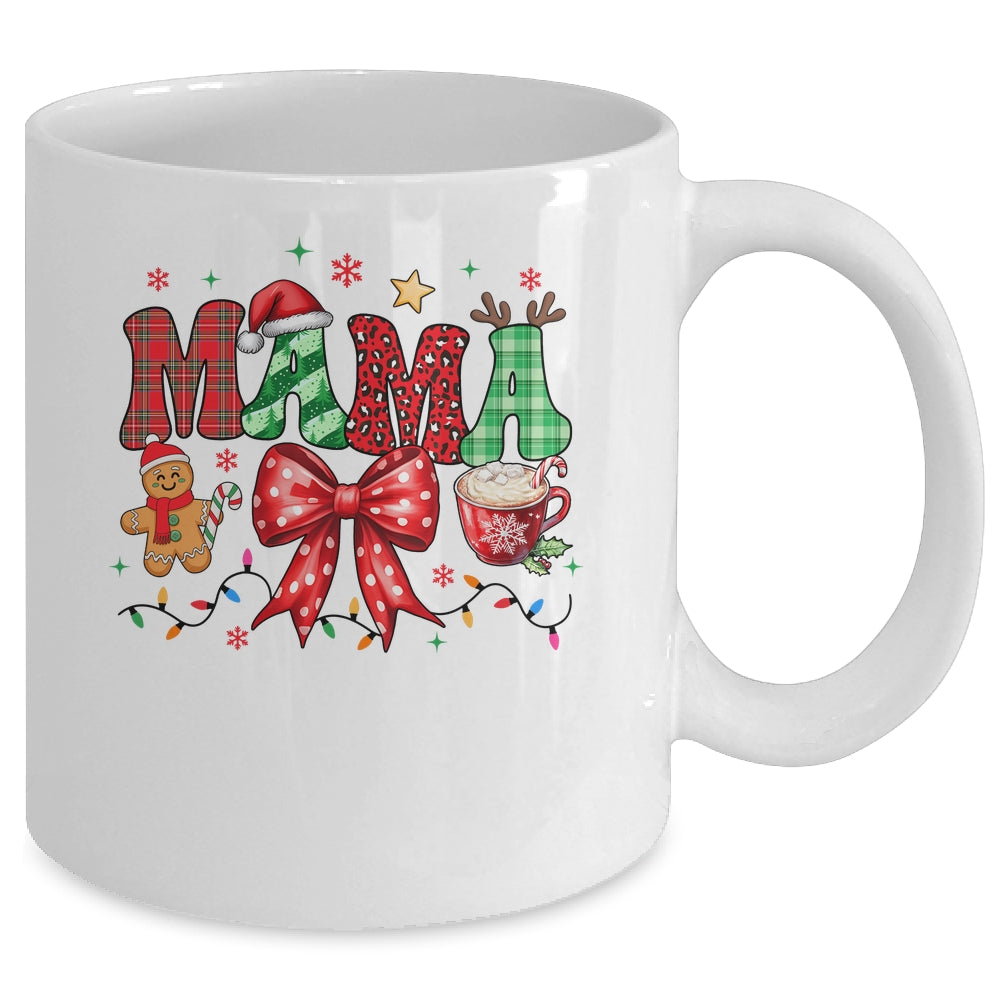 Coquette Christmas Mama Holiday Leopard Buffalo Plaid Mom Mug | siriusteestore