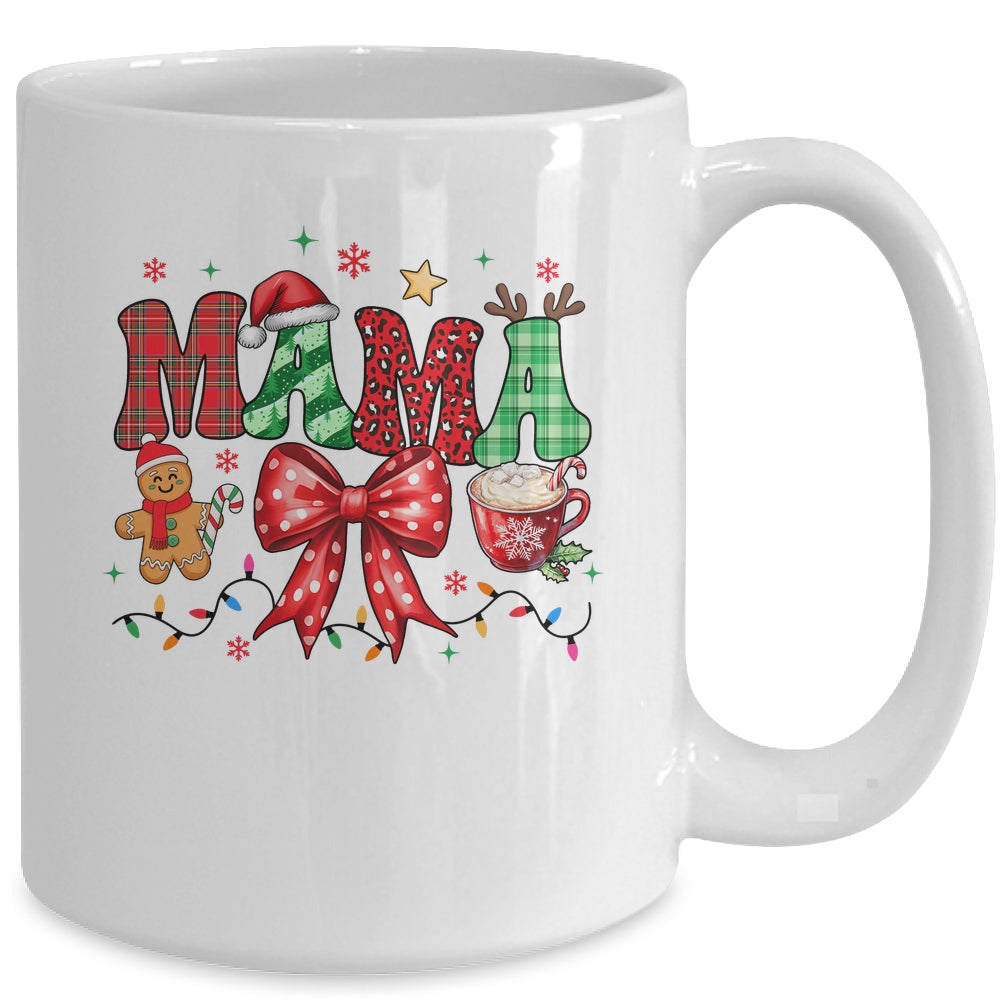 Coquette Christmas Mama Holiday Leopard Buffalo Plaid Mom Mug | siriusteestore