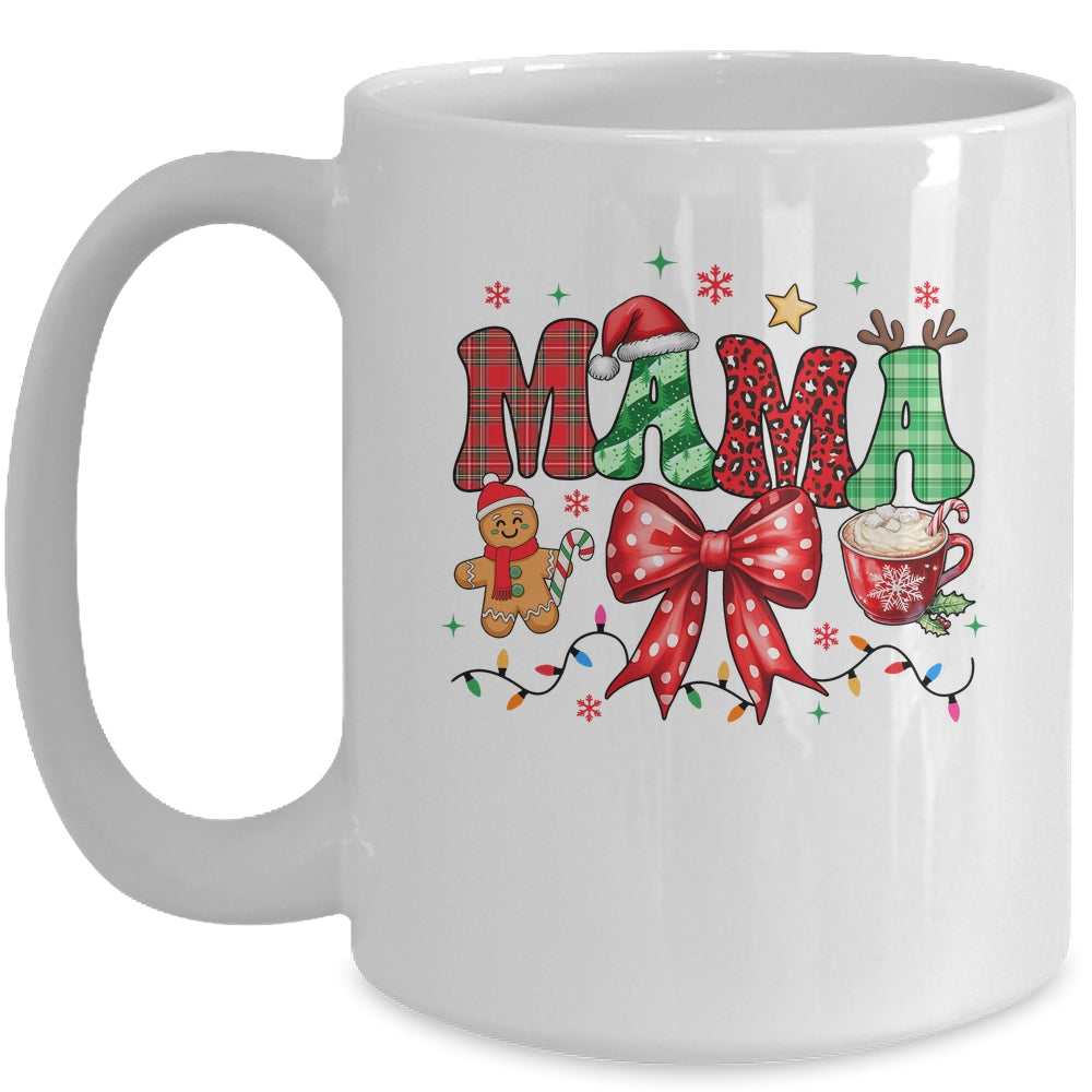 Coquette Christmas Mama Holiday Leopard Buffalo Plaid Mom Mug | siriusteestore