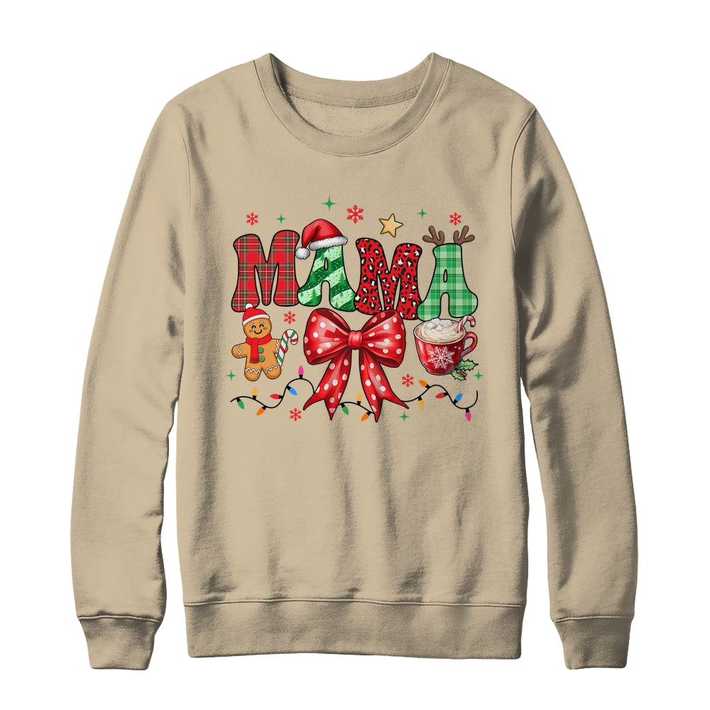 Coquette Christmas Mama Holiday Leopard Buffalo Plaid Mom Shirt & Sweatshirt | siriusteestore