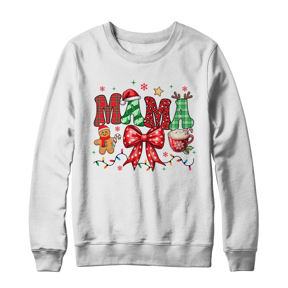 Coquette Christmas Mama Holiday Leopard Buffalo Plaid Mom Shirt & Sweatshirt | siriusteestore