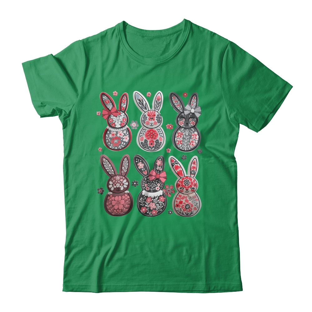 Coquette Easter Bunny Bow Floral Retro Easter Girls Kids Shirt & Sweatshirt | siriusteestore