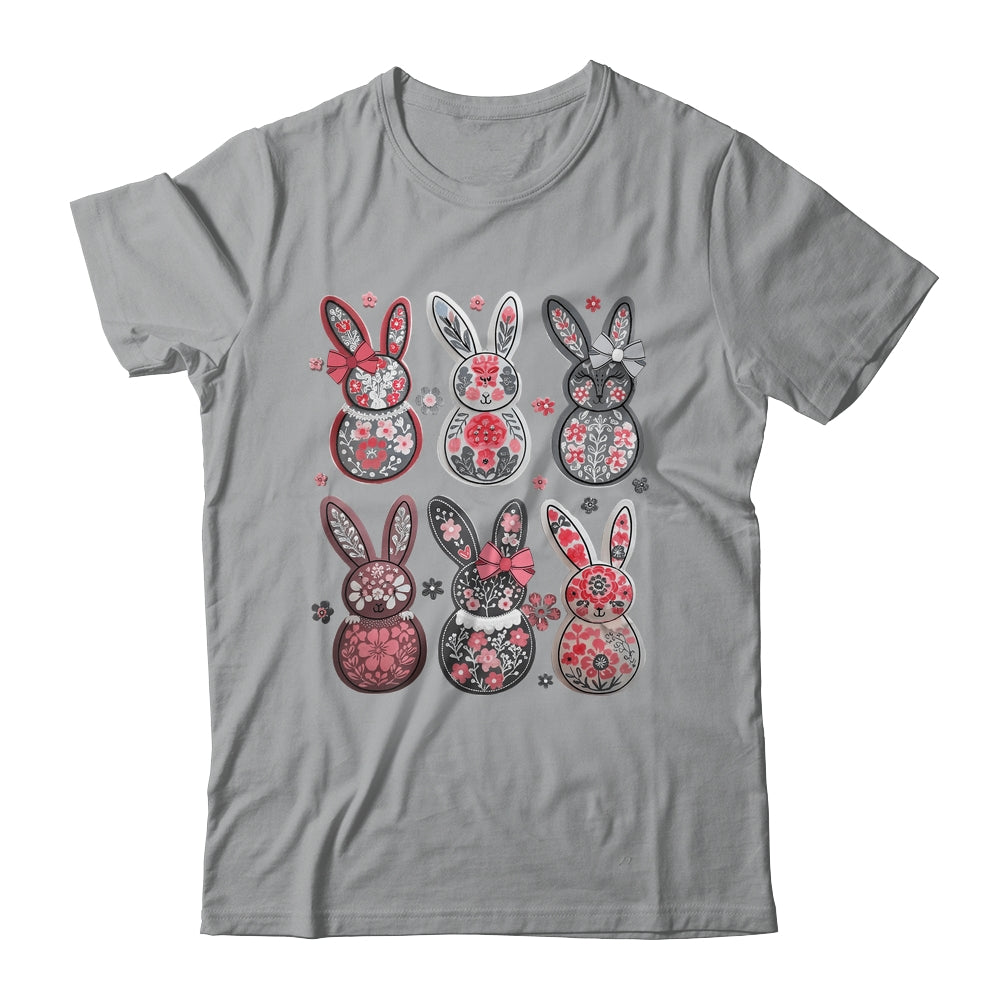 Coquette Easter Bunny Bow Floral Retro Easter Girls Kids Shirt & Sweatshirt | siriusteestore