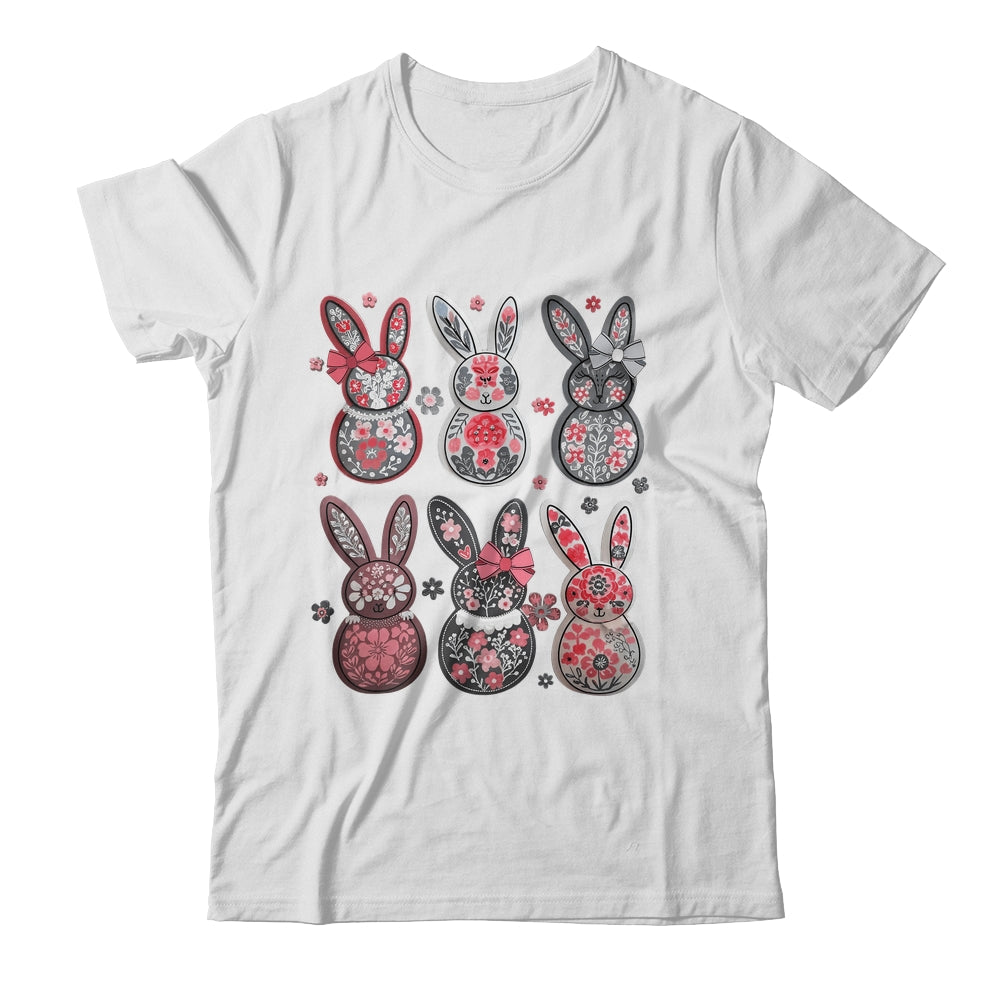 Coquette Easter Bunny Bow Floral Retro Easter Girls Kids Shirt & Sweatshirt | siriusteestore