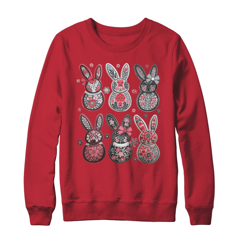 Coquette Easter Bunny Bow Floral Retro Easter Girls Kids Shirt & Sweatshirt | siriusteestore