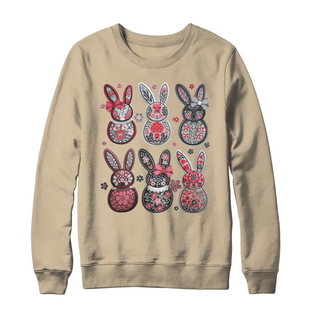 Coquette Easter Bunny Bow Floral Retro Easter Girls Kids Shirt & Sweatshirt | siriusteestore