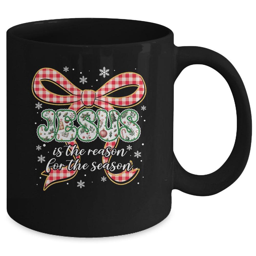 Coquette Floral Christmas Jesus Is The Reason For The Season Mug | siriusteestore