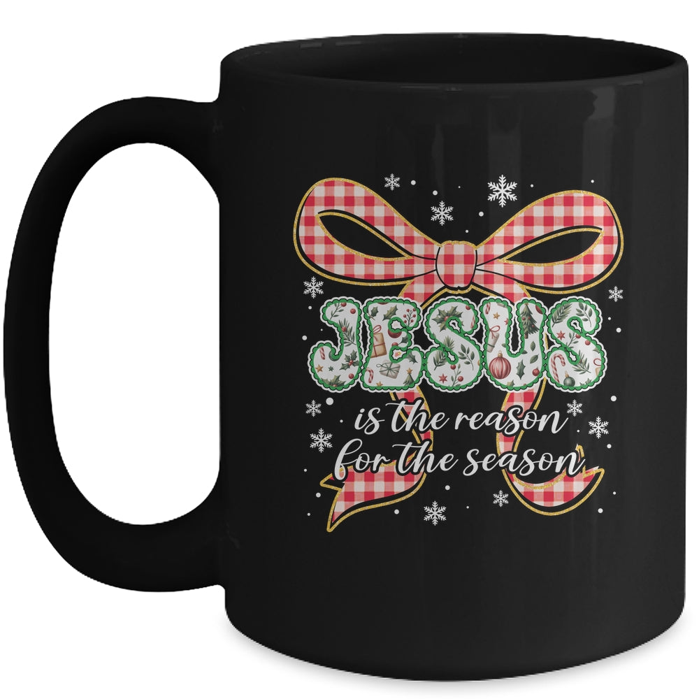 Coquette Floral Christmas Jesus Is The Reason For The Season Mug | siriusteestore