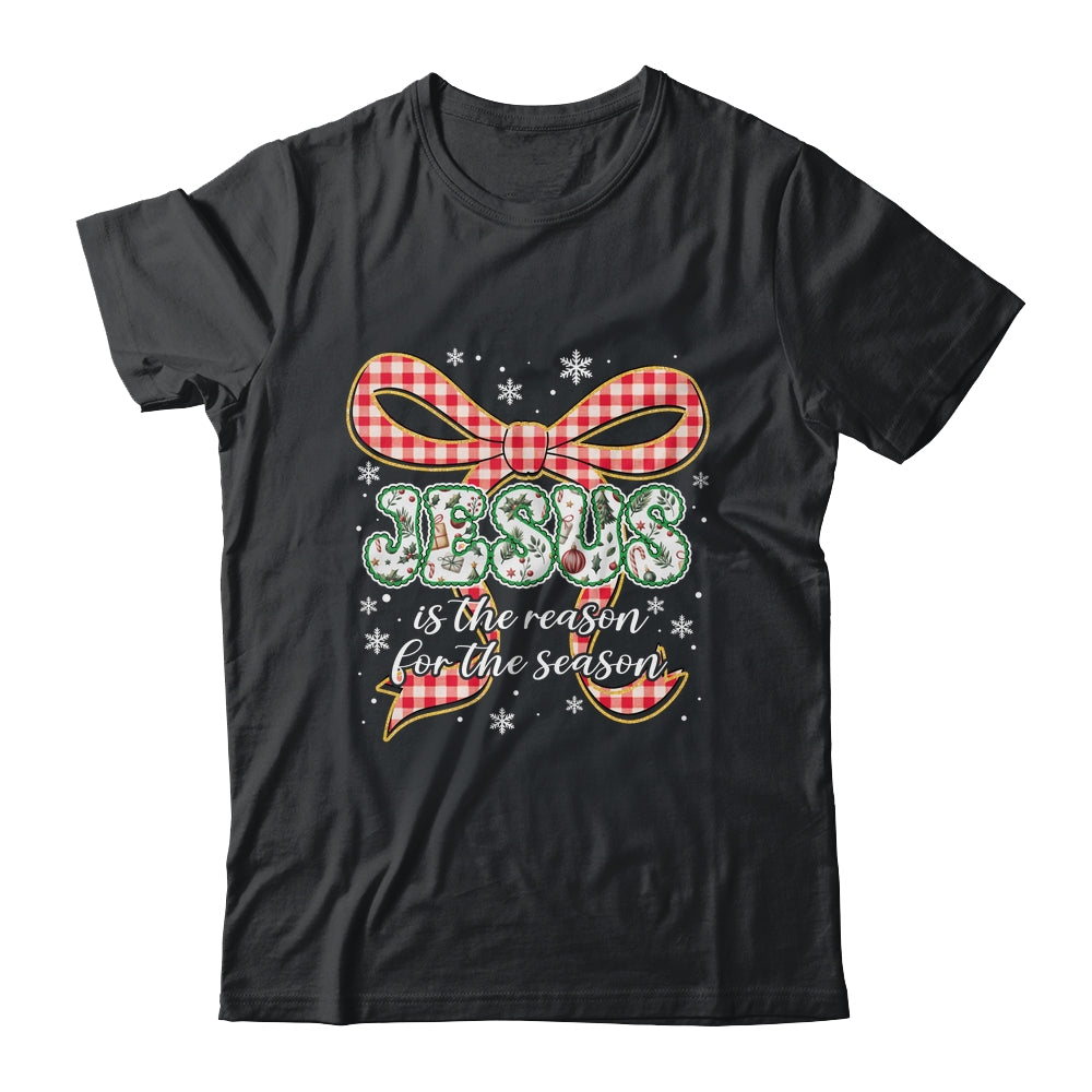 Coquette Floral Christmas Jesus Is The Reason For The Season Shirt & Sweatshirt | siriusteestore