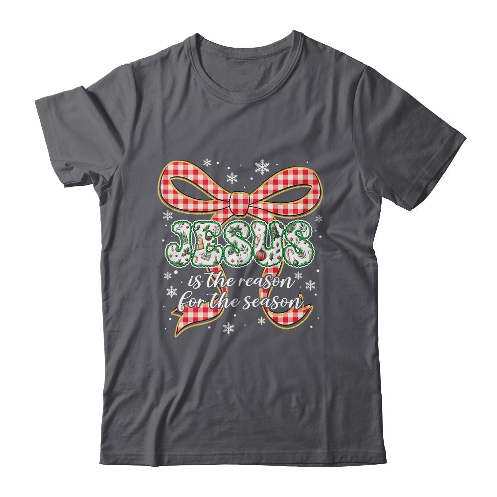 Coquette Floral Christmas Jesus Is The Reason For The Season Shirt & Sweatshirt | siriusteestore