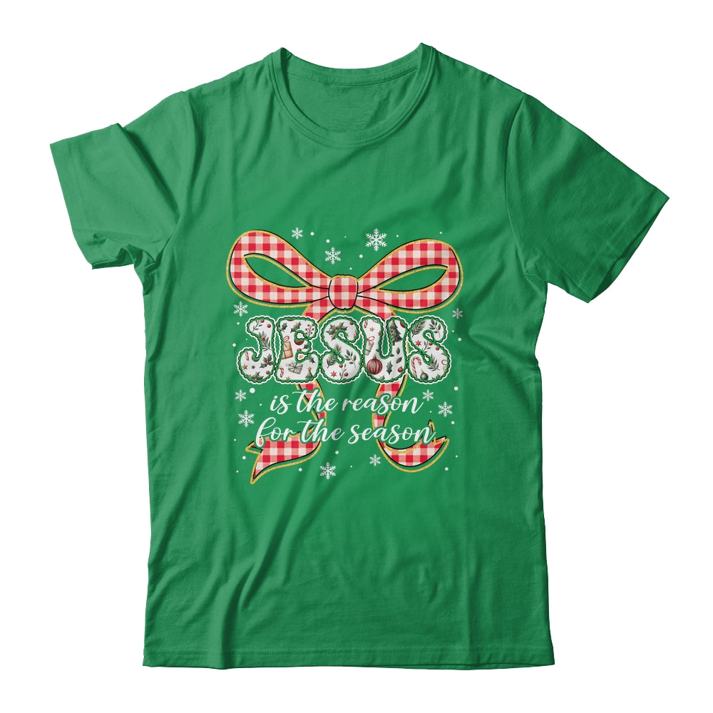 Coquette Floral Christmas Jesus Is The Reason For The Season Shirt & Sweatshirt | siriusteestore
