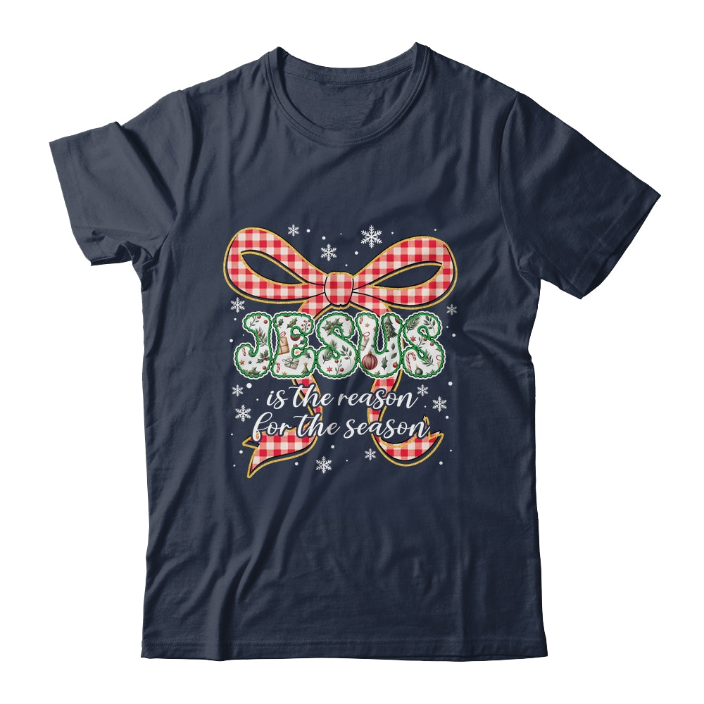 Coquette Floral Christmas Jesus Is The Reason For The Season Shirt & Sweatshirt | siriusteestore