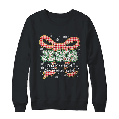 Coquette Floral Christmas Jesus Is The Reason For The Season Shirt & Sweatshirt | siriusteestore