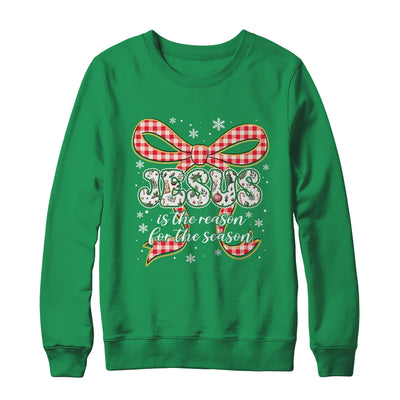 Coquette Floral Christmas Jesus Is The Reason For The Season Shirt & Sweatshirt | siriusteestore