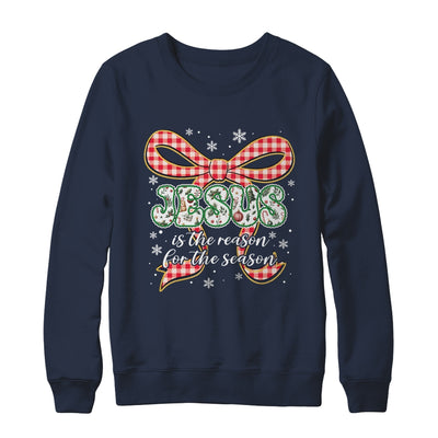 Coquette Floral Christmas Jesus Is The Reason For The Season Shirt & Sweatshirt | siriusteestore