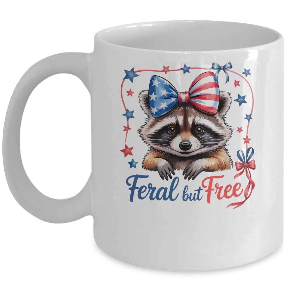 Coquette Funny Raccoon 4th Of July Patriotic Feral But Free Mug | siriusteestore