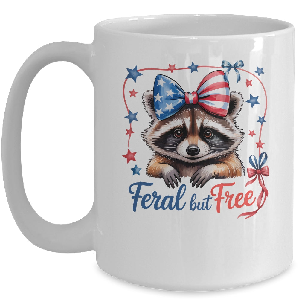Coquette Funny Raccoon 4th Of July Patriotic Feral But Free Mug | siriusteestore