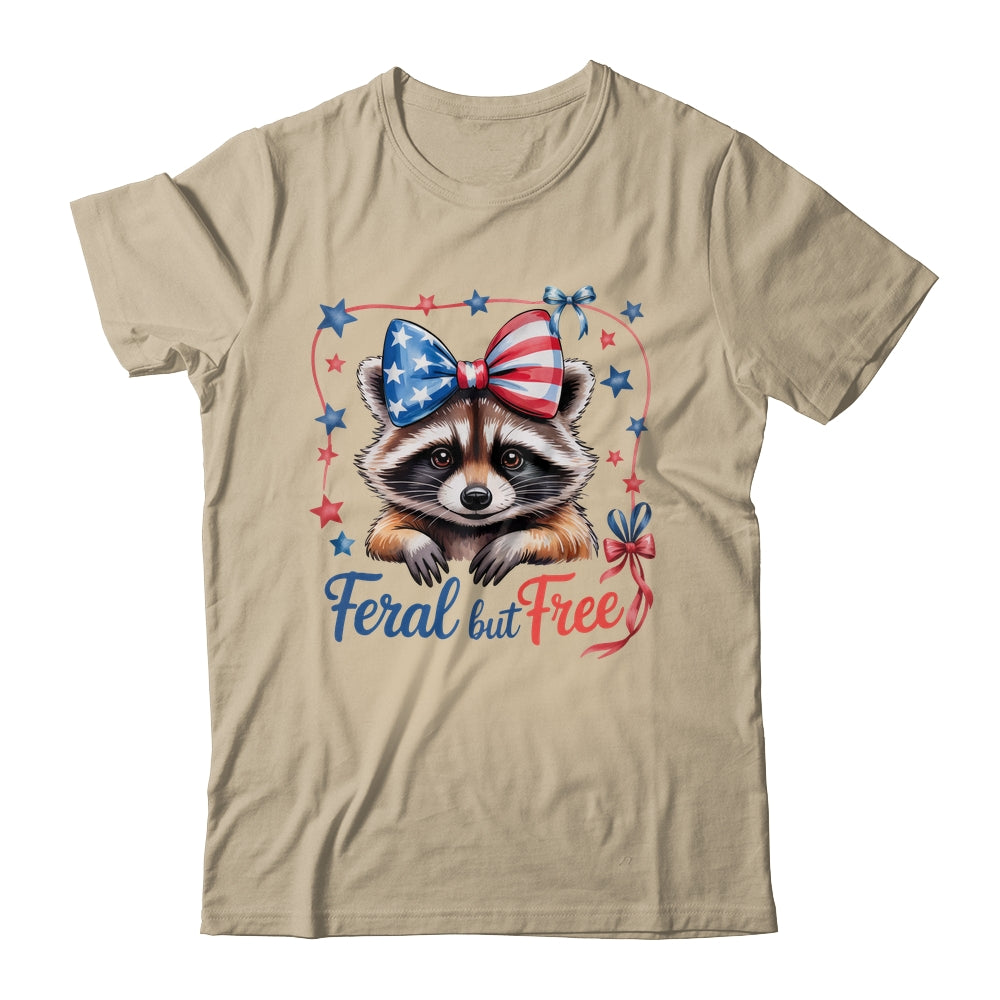 Coquette Funny Raccoon 4th Of July Patriotic Feral But Free Shirt & Tank Top | siriusteestore