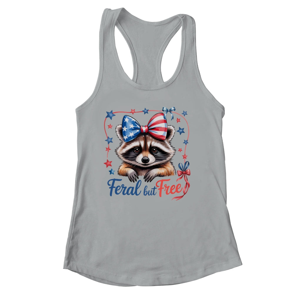Coquette Funny Raccoon 4th Of July Patriotic Feral But Free Shirt & Tank Top | siriusteestore