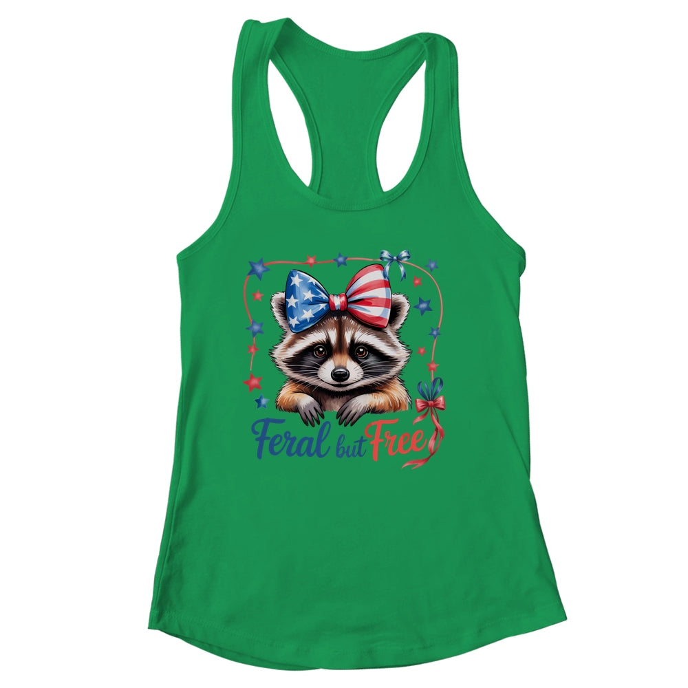 Coquette Funny Raccoon 4th Of July Patriotic Feral But Free Shirt & Tank Top | siriusteestore