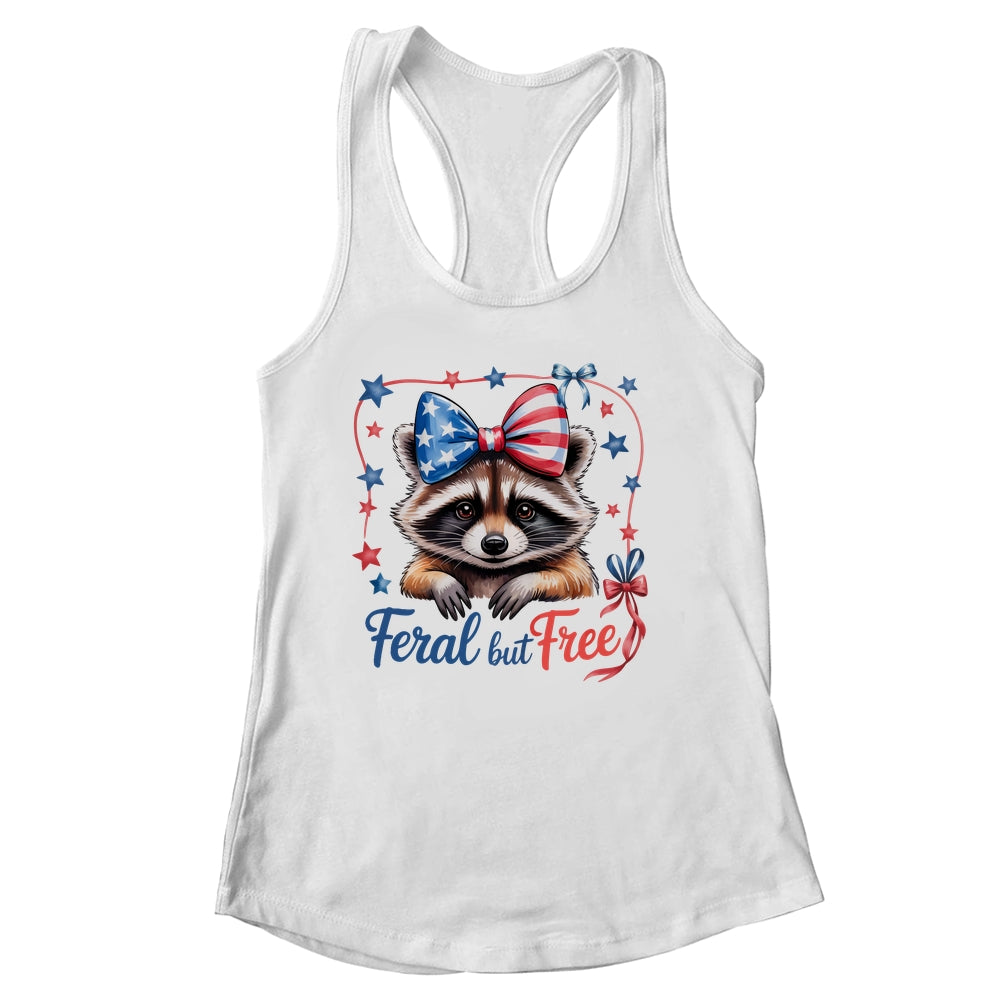 Coquette Funny Raccoon 4th Of July Patriotic Feral But Free Shirt & Tank Top | siriusteestore