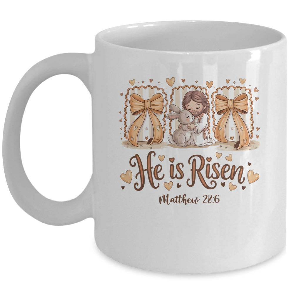 Coquette Jesus He Is Risen Easter Bible Verse Easter Women Mug | siriusteestore