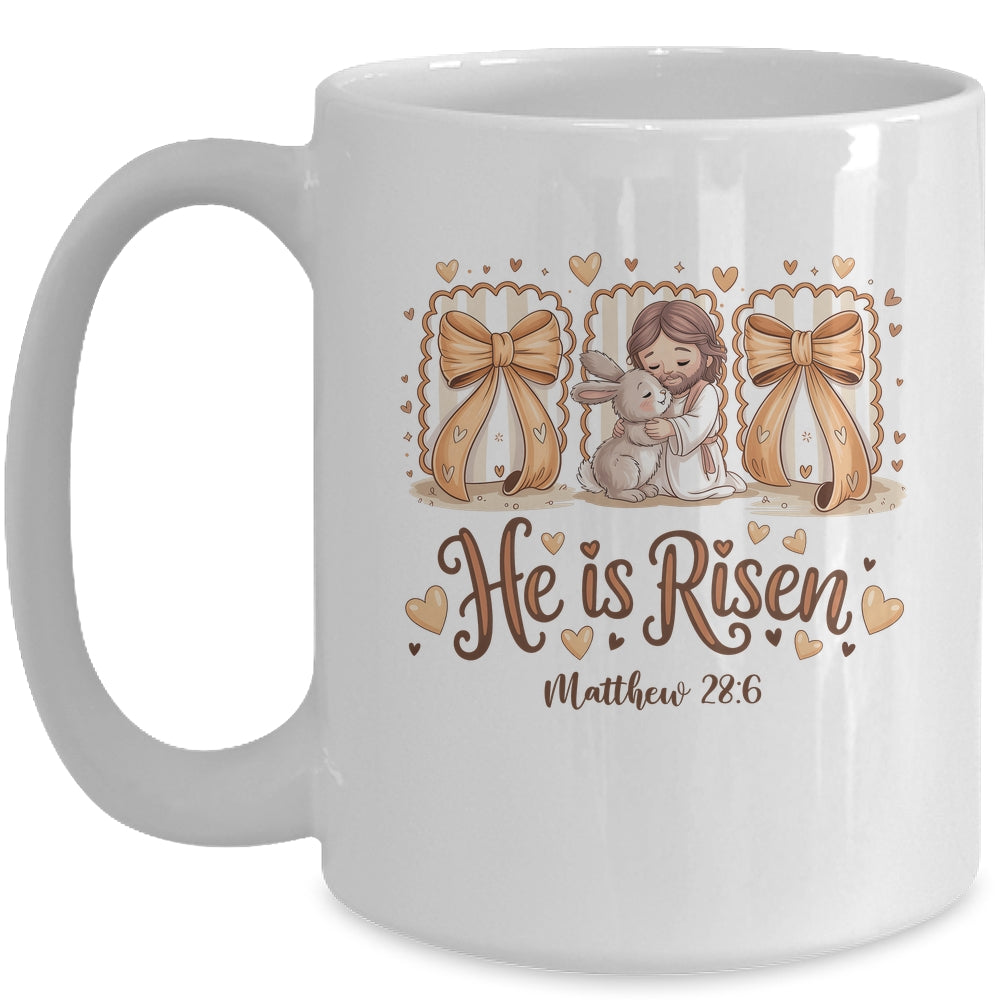 Coquette Jesus He Is Risen Easter Bible Verse Easter Women Mug | siriusteestore