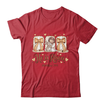 Coquette Jesus He Is Risen Easter Bible Verse Easter Women Shirt & Hoodie | siriusteestore