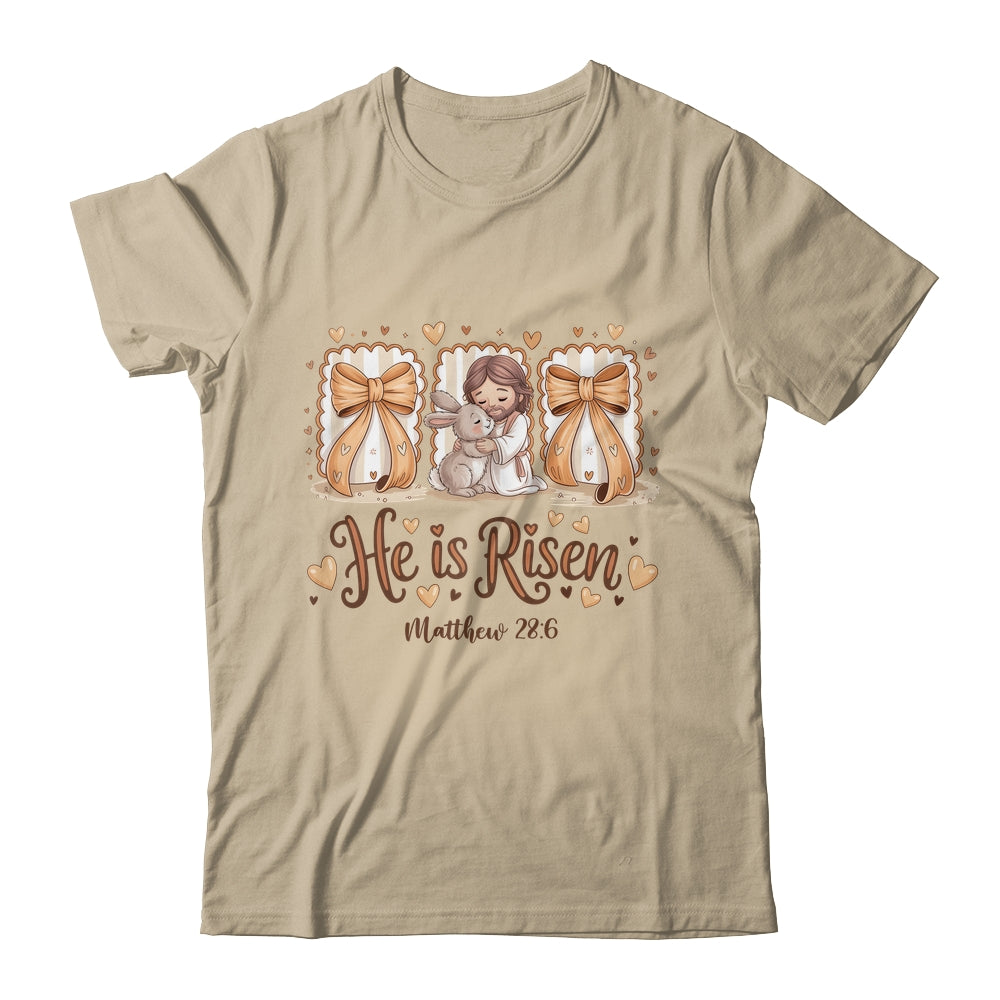 Coquette Jesus He Is Risen Easter Bible Verse Easter Women Shirt & Hoodie | siriusteestore