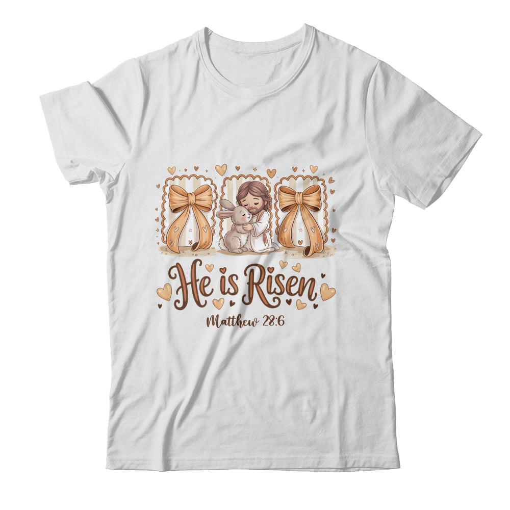 Coquette Jesus He Is Risen Easter Bible Verse Easter Women Shirt & Hoodie | siriusteestore