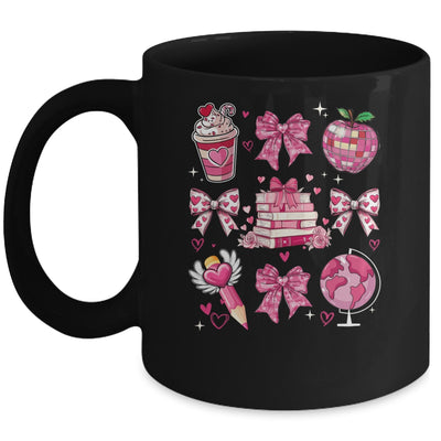 Coquette Pink Bow Ribbons Book Teacher Valentines  Women Mug | siriusteestore