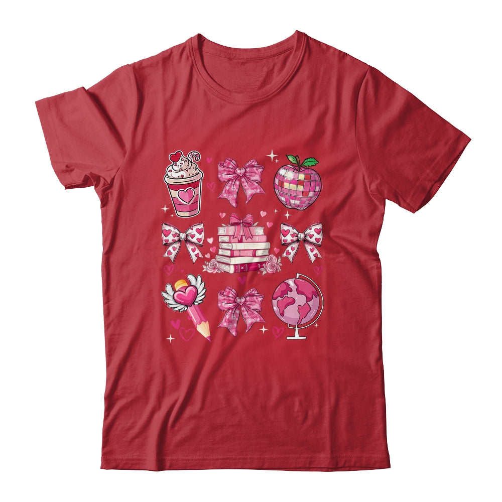 Coquette Pink Bow Ribbons Book Teacher Valentines  Women Shirt & Sweatshirt | siriusteestore