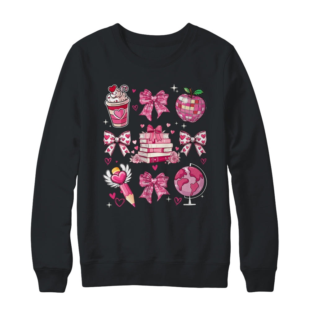 Coquette Pink Bow Ribbons Book Teacher Valentines  Women Shirt & Sweatshirt | siriusteestore