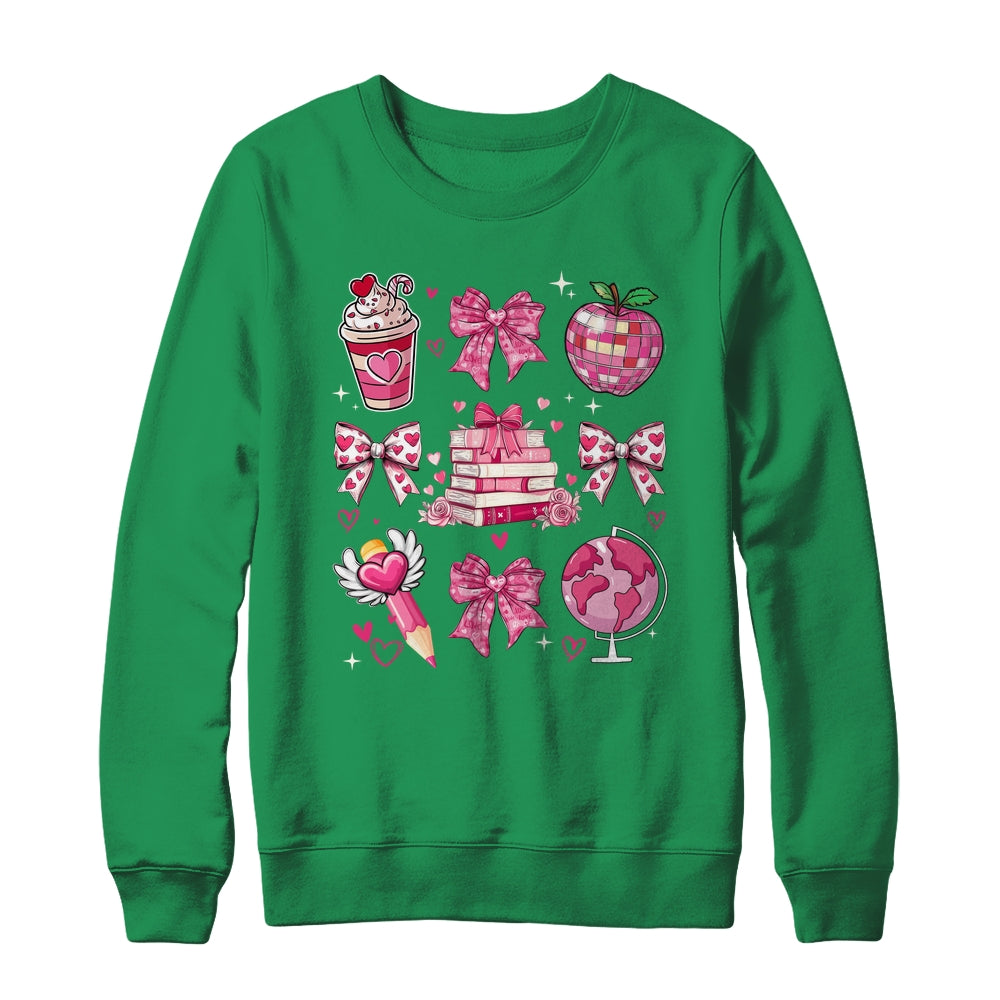 Coquette Pink Bow Ribbons Book Teacher Valentines  Women Shirt & Sweatshirt | siriusteestore