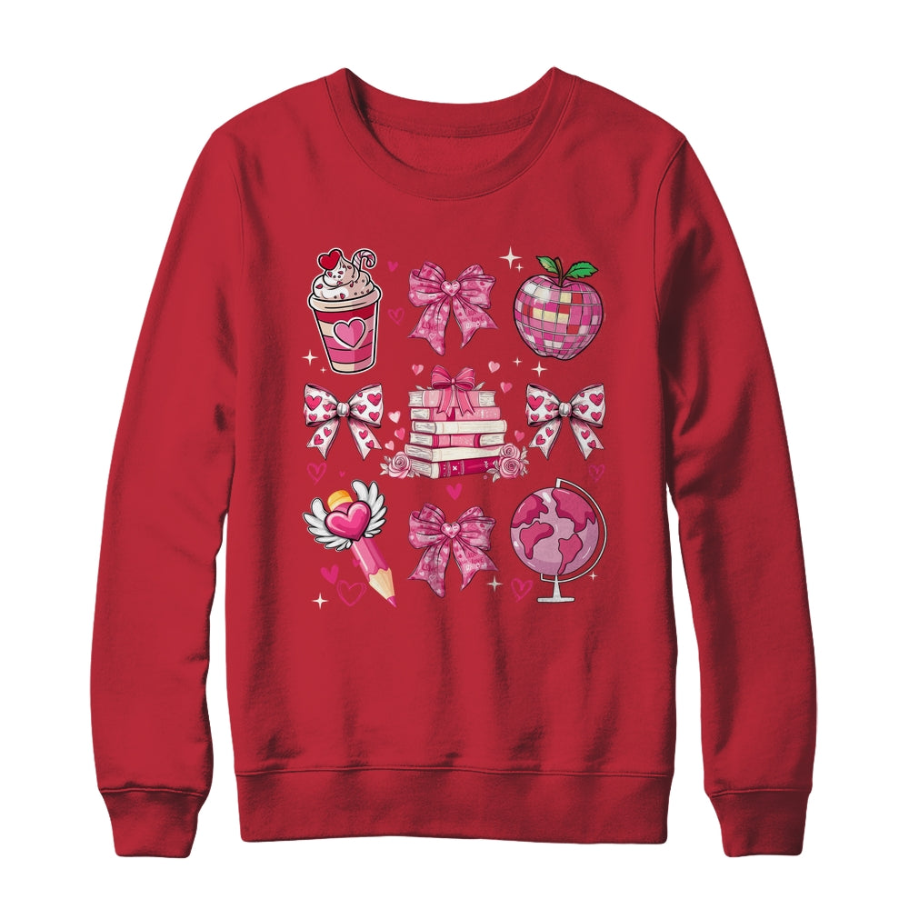 Coquette Pink Bow Ribbons Book Teacher Valentines  Women Shirt & Sweatshirt | siriusteestore