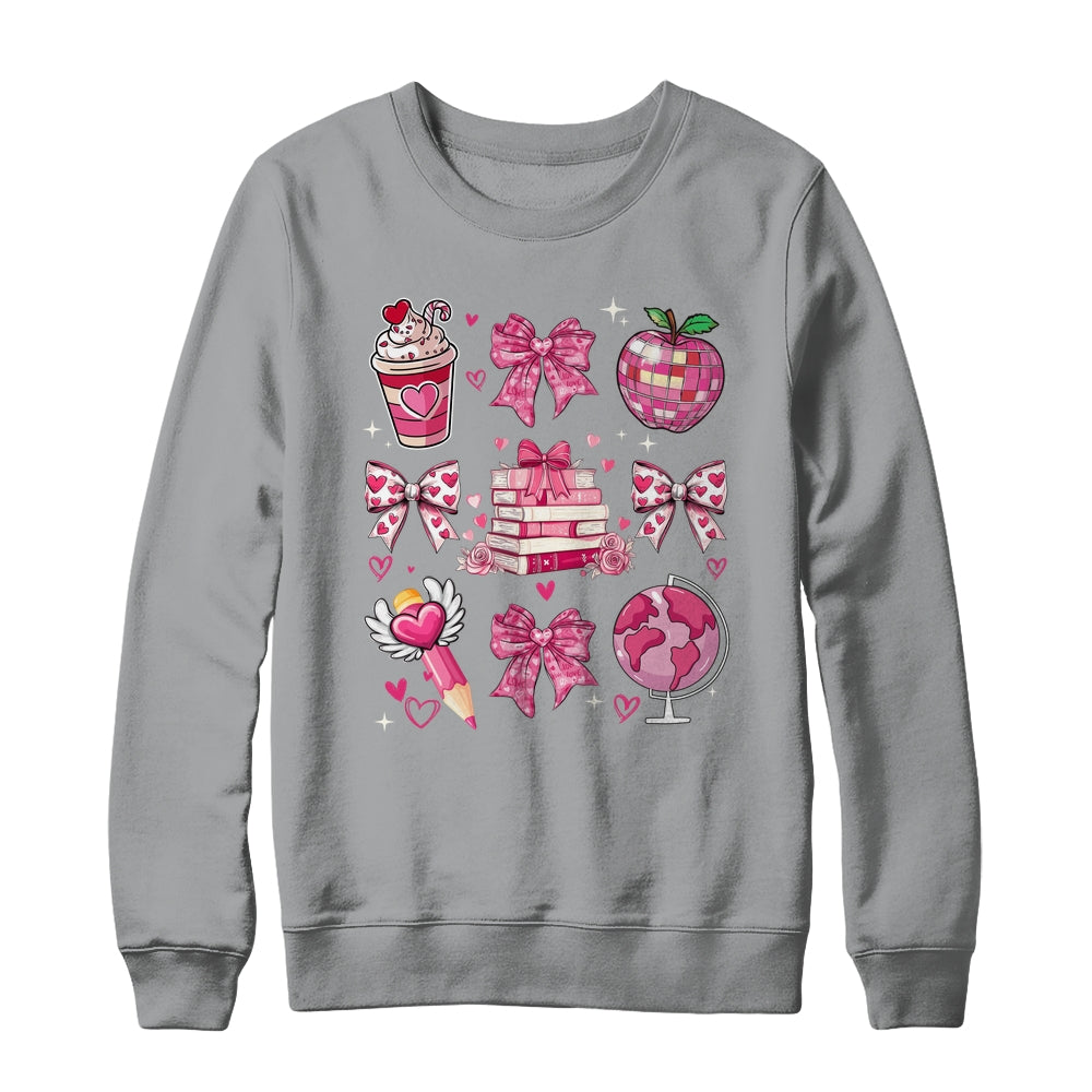Coquette Pink Bow Ribbons Book Teacher Valentines  Women Shirt & Sweatshirt | siriusteestore