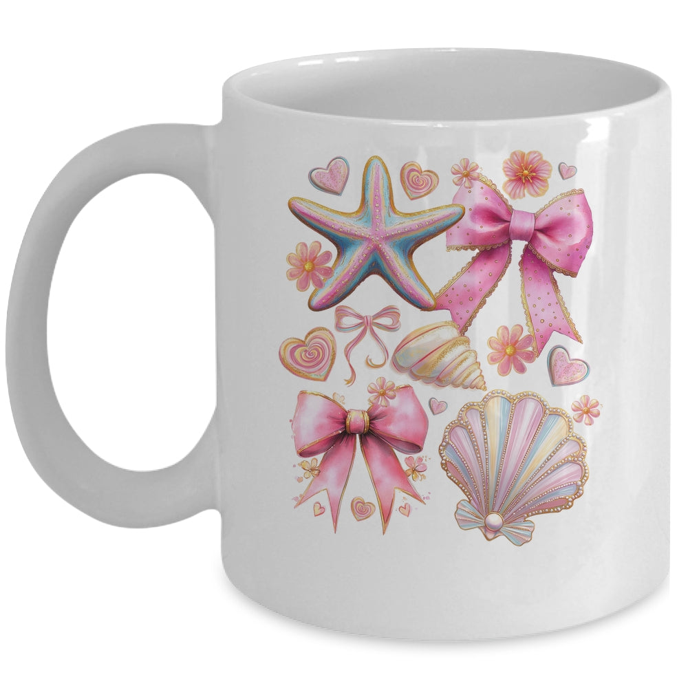 Coquette Seashell Starfish Preppy Coastal Summer Vibes Beach Mug | siriusteestore