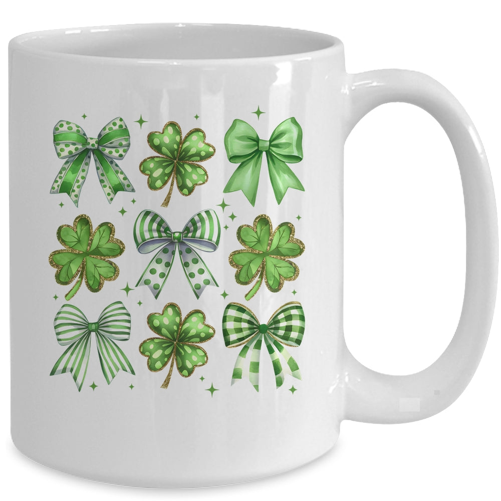 Coquette St Patricks Day Bow Irish Shamrock Lucky Clover Mug | siriusteestore