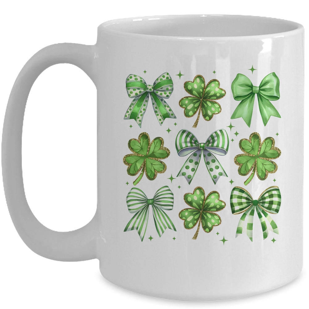 Coquette St Patricks Day Bow Irish Shamrock Lucky Clover Mug | siriusteestore