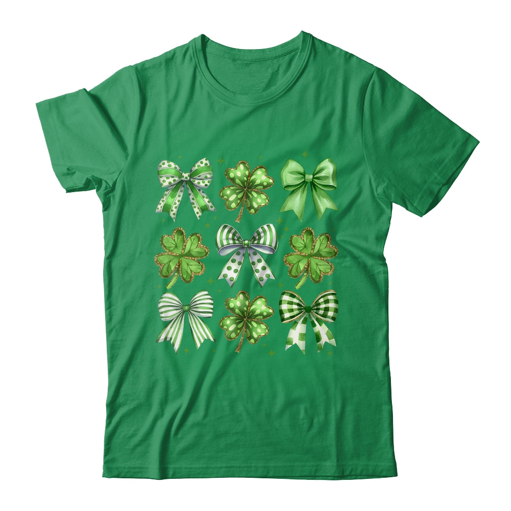 Coquette St Patricks Day Bow Irish Shamrock Lucky Clover Shirt & Sweatshirt | siriusteestore