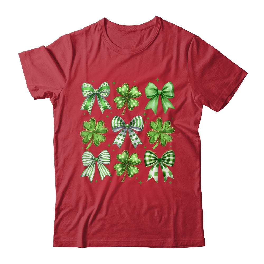 Coquette St Patricks Day Bow Irish Shamrock Lucky Clover Shirt & Sweatshirt | siriusteestore