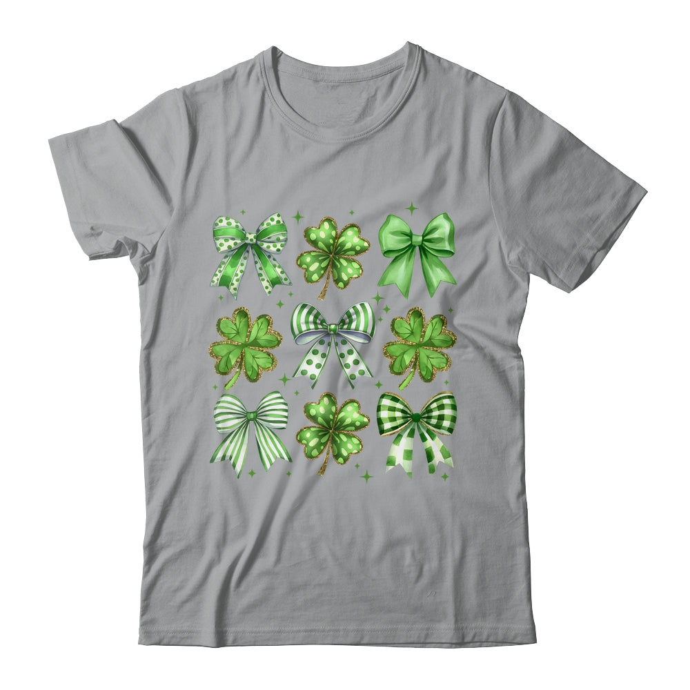 Coquette St Patricks Day Bow Irish Shamrock Lucky Clover Shirt & Sweatshirt | siriusteestore