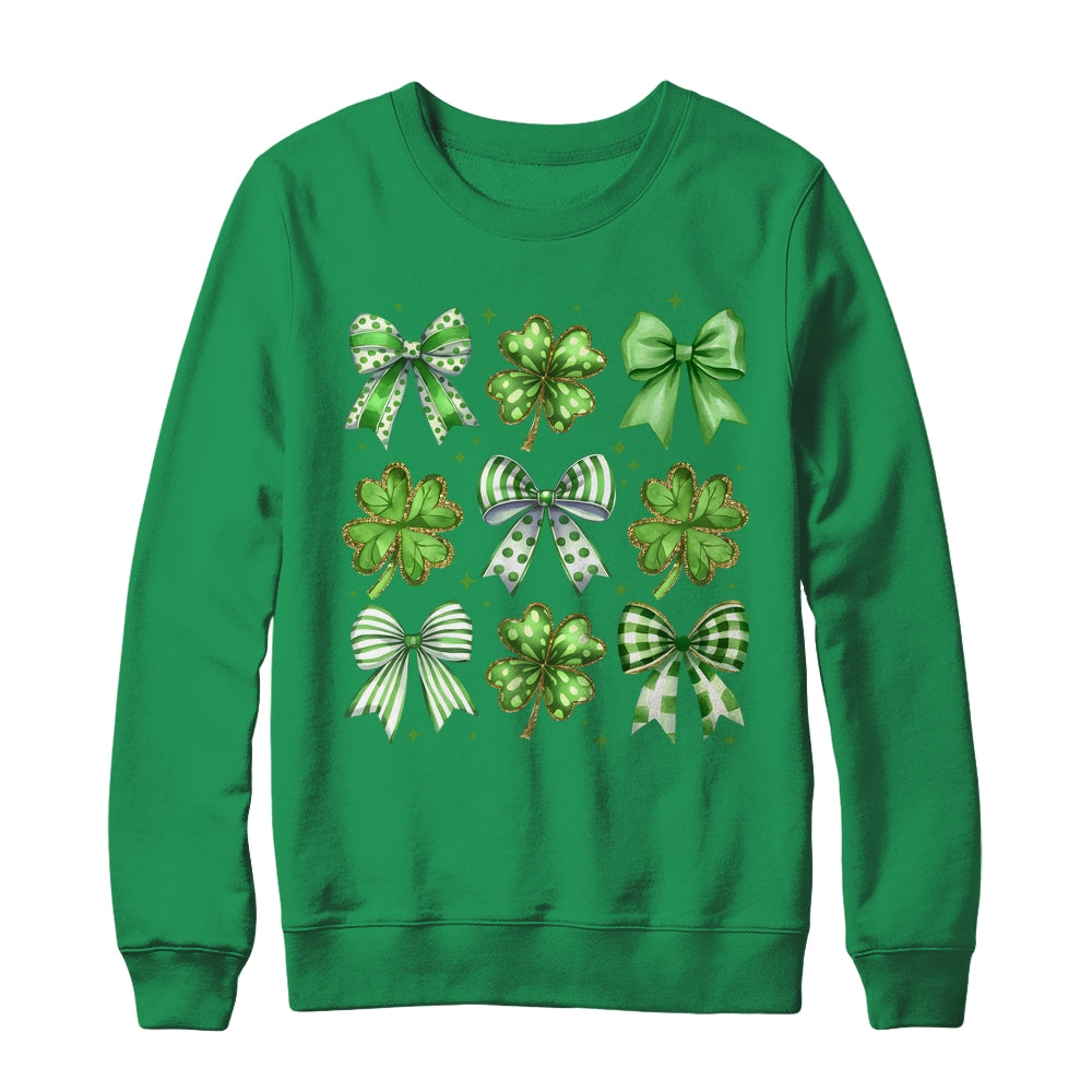 Coquette St Patricks Day Bow Irish Shamrock Lucky Clover Shirt & Sweatshirt | siriusteestore