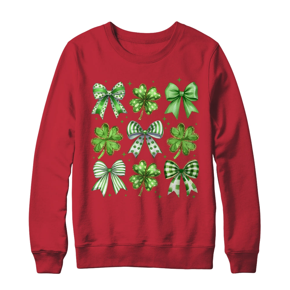 Coquette St Patricks Day Bow Irish Shamrock Lucky Clover Shirt & Sweatshirt | siriusteestore