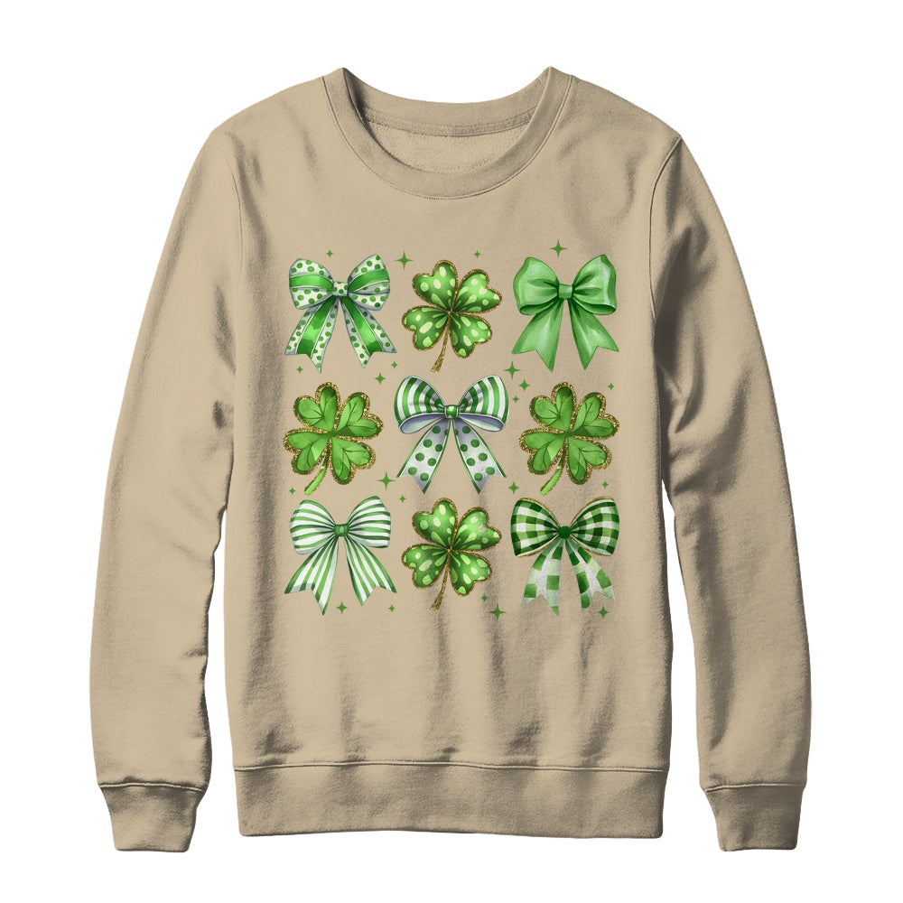 Coquette St Patricks Day Bow Irish Shamrock Lucky Clover Shirt & Sweatshirt | siriusteestore