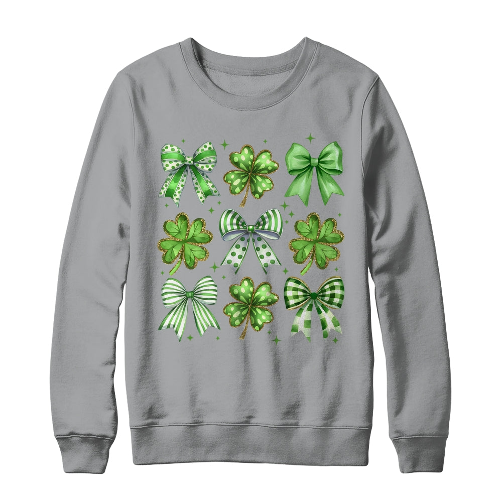 Coquette St Patricks Day Bow Irish Shamrock Lucky Clover Shirt & Sweatshirt | siriusteestore