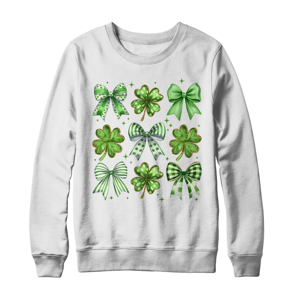 Coquette St Patricks Day Bow Irish Shamrock Lucky Clover Shirt & Sweatshirt | siriusteestore