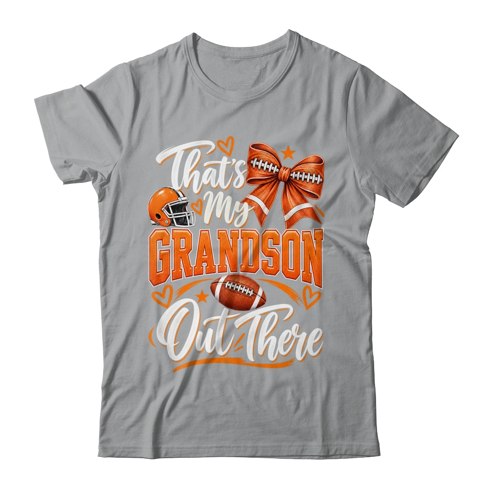 Coquette That's My Grandson Out There Funny Football Grandma Shirt & Tank Top | siriusteestore