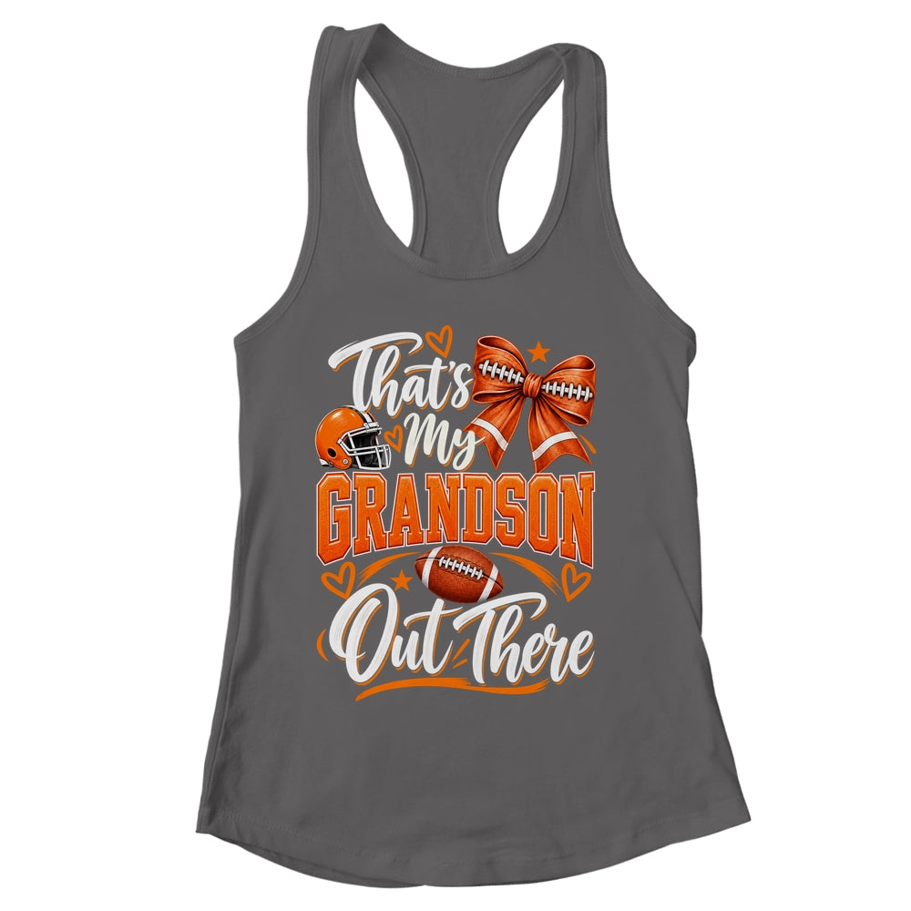 Coquette That's My Grandson Out There Funny Football Grandma Shirt & Tank Top | siriusteestore